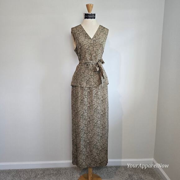 Spenser Jeremy Vintage Print Silk Sleeveless Maxi Dress Sz 8 (0968 - Picture 1 of 11